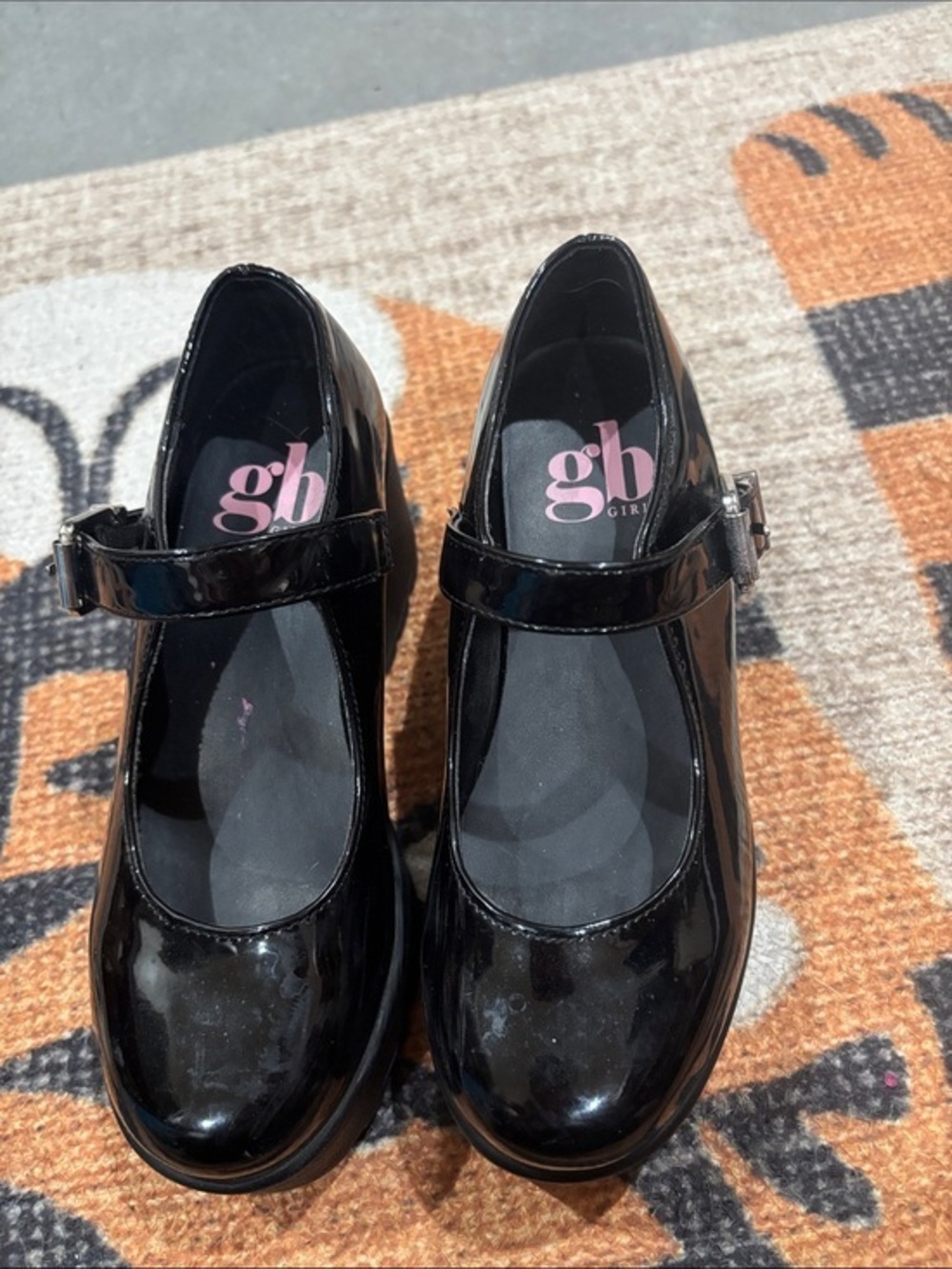GB girls Black Patent Mary Jane Shoes with Strap